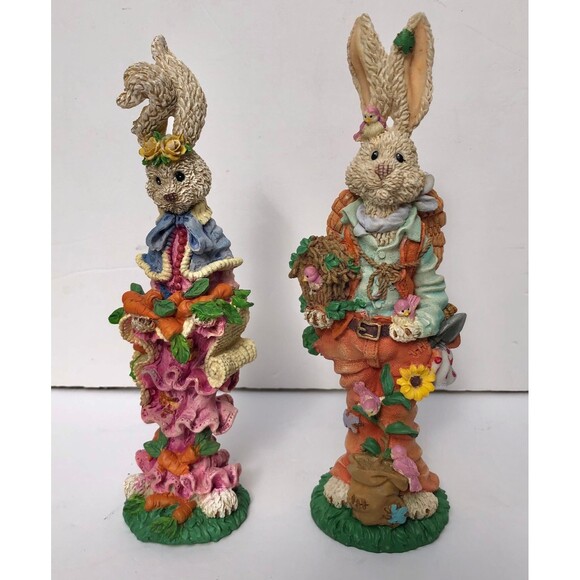 Easter Bunny Mini Figures Couple Rabbits Figurines 8" tall x 2" - Picture 4 of 10